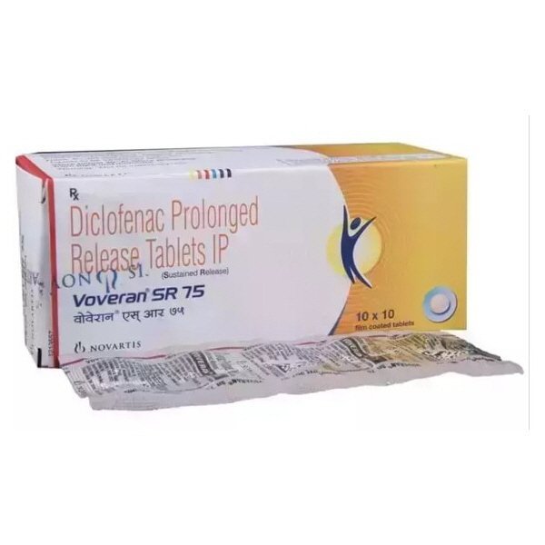 강력한 진통제 – 디클로페낙 Voveran SR 75mg (100정) 노바티스(Novartis) 제품 가정상비약 필수품